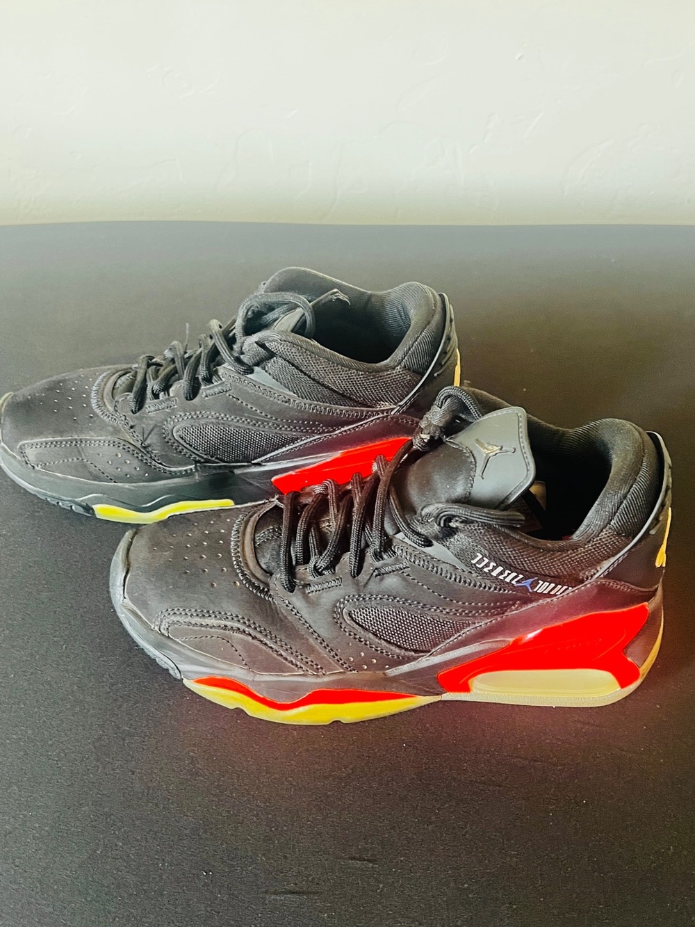 Jordan Kids Black Red Yellow Low-Top Sneakers